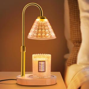 Candle Warmer Lamp with Timer Dimmable, Birthday Gifts for Women Mom, House Warming Gifts New Home Decor, Wax Melt Warmer for Jar Candles, Home Bedroom Decor with 2 Bulbs (Glazed Gold)