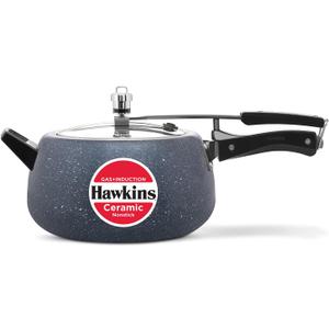 Hawkins 5 Litre Ceramic Nonstick Pressure Cooker, Induction Inner Lid Cooker, Granite Contura shaped Cooker, Best Cooker, Blue (ICC50)