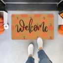 Hello-Pumpkin-Welcome-Doormat Artificial Coir Welcome Mat Fall Door Mat Harvest-Festival Front Door Mat for Entrance 17 x 29 Inch