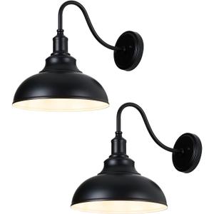 2 Pack Outdoor Wall Lights 12 inch Exterior Barn Wall Sconce Fixture Wall Mount Lantern Waterproof Black Wall Lamps Lumiere Outside Porch Lights House Garage Doorway Patio Front Door Entryway