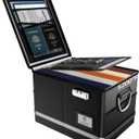 Fireproof Document Box,5200F File Organizer Box with Lock,Foldable Filing Organizer Cabinet, Portable Safe Storage for Hanging Letter/Legal Folder,Black