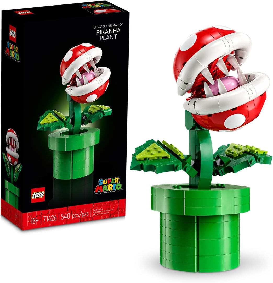 LEGO Super Mario Piranha Plant Building Sets for Adults - Mario Collectible for Men & Women, Ages 18+ Years - Gift for Christmas - Bedroom, Home Office, or Book Shelf Decor - 71426 (Green)