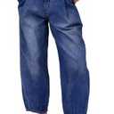 Sidefeel Women's Jeans Mid Rise Stretchy Wide Leg Baggy Jeans Trendy Loose Boyfriend Zimba platinum Ankle Denim Pants Size 16