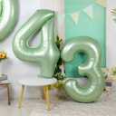 2 x 7 Balloon Numbers 40 Inch, 6 7 Birthday Decorations, Olive Green Seven Birthday Decor, 7 17 27 70 Year Old Balloon Number for Engagement, Wedding, Graduations