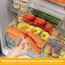 Refrigerator Organizer Bins with Pull-out Drawer 6 Pack Stackable Clear Fridge Drawer Organizer Fruit Vegetable Storage Containers for Kitchen Pantry Organization (2 Large+4 Medium)