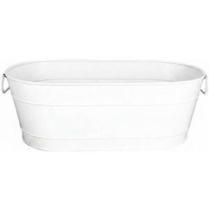 Beverage Tub Bucket Large Capacity Galvanized Ice Bucket Double Handle Drinkware for Party, Home Gathering, White