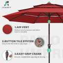 JEAREY 9FT 3 Tier Patio Umbrella Outdoor Market Umbrella Table Umbrellas with 8 Ribs 1.5 Pole Push Button Tilt and Crank UV Protection for Garden,Red