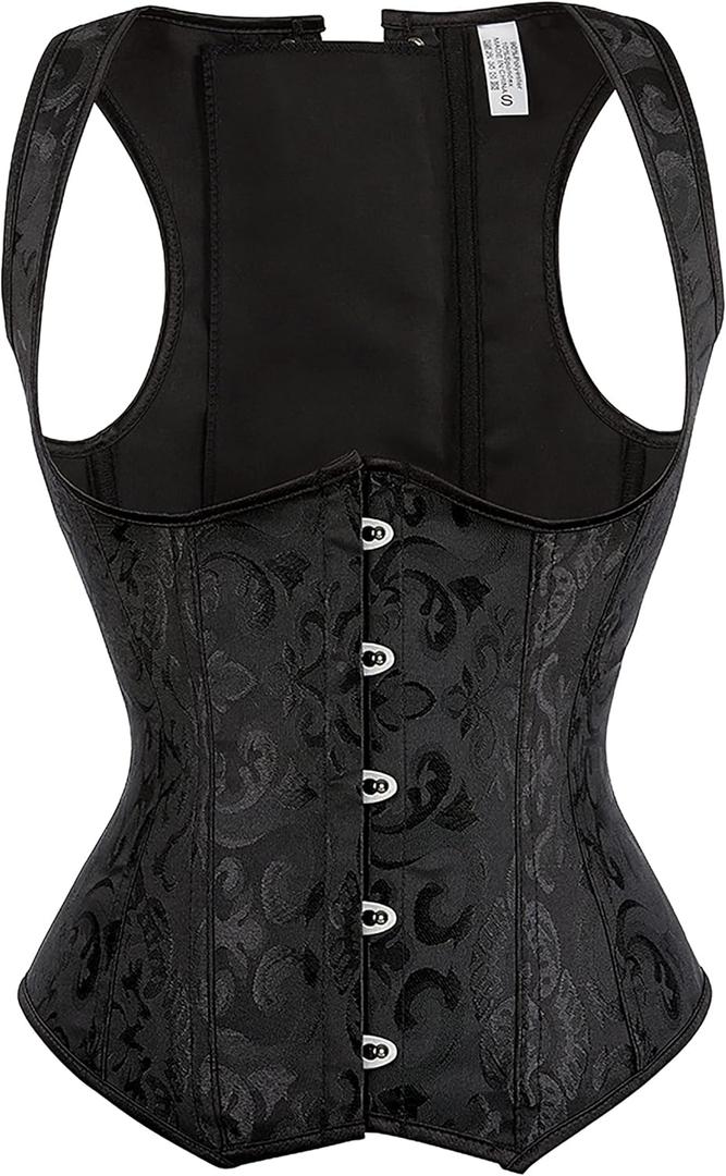 Alivila.Y Fashion Corset Womens Faux Leather Steampunk Corsets Victorian Bustier Top (Large, Black Brocade)