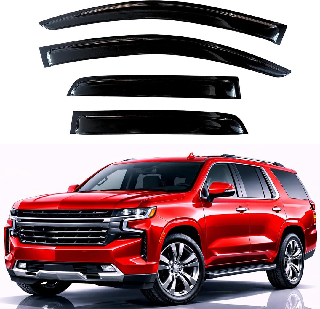 KPY Rain Guards Fit for 2021-2026 Chevrolet/Chevy Tahoe, Out-Channel Window Visors Vent Wind Deflectors 4PC, Car Accessories for 2021-2026 GMC Yukon/Cadillac Escalade (Excludes Yukon XL)