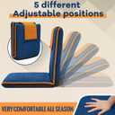 2 Pcs Floor Chair with Back Support Padded Floor Seating Portable Floor Seat Meditation Cushion Adjustable Fully Folding Backrest for Adult Kid Gaming Linen Washable Cover, Nylon Bottom (Blue, Khaki), 38.98 x 18.9 x 3.15 inches