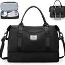 Travel Duffel Bag with Shoes Compartment, Overnight Weekender Bags for Women,Carry on Personal Item Bag (Large)