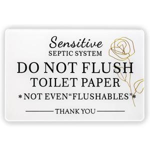 2 x Do Not Flush Bathroom Sign 2 Pack Bathroom Etiquette Sign for Septic System, Please Dont Flush Toilet Paper, Acrylic Black and White Wall Dcor for Home, Airbnb, RV, Cabin, 4x6 Inch