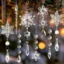 Christmas Tree Decoration Crystal Ornaments - 48pcs Acrylic Christmas Ornaments Snowflake Icicle Drop Crystal Hanging Ornaments for Xmas Tree Winter Holiday Frozen Party Decorations (Clear)