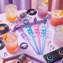 Potchen 24 Pcs K Pop Drinking Straws Kpop Themed Party Supplies K Pop Straws Purple Kpop Party Favors for Popular Singer 80s Y2k Girl Women Fans Birthday