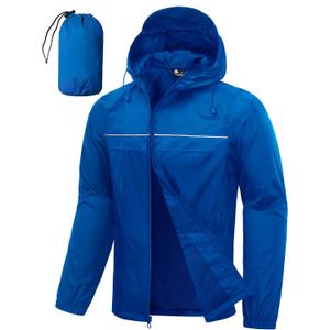 SWISSWELL Mens Rain Jacket & Coats Packable Lightweight Waterproof Windbreaker Hooded for Golf Cycling Hiking, L