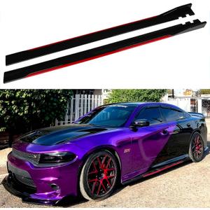 JMTBNO 2PCS Universal Car Side Skirts, 86.6" /2.2M Side Skirt for Car Extension Splitter Lip Rocker Panels Body Kit Compatible with Honda Civic Accord Toyota Corolla Nissan Altima VW Chevrolet Camaro 86.6 inches, Black&Red