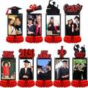 Spiareal 9 Pcs Graduation Decorations Class of 2026 Table Centerpieces Congrats Glitter Grad Honeycomb for Photo Toppers 2026 Congratulate Graduation Party Decor Favor Supplies(Red)