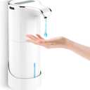 Automatic Soap Dispenser Rechargeable Touchless, 15.37oz Electric Liquid Hand Sanitizer Pump with 5 Adjustable Soap Volume for Kitchen Bathroom Wall No Drilling (White)