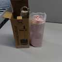Pandaloo Glass Cups With Lids and Straws -20 Fl Oz- Perfect Size Iced Coffee Cup - Smoothie Cup With Bamboo Lid and On the go Lid - Glass Tumbler With Straw (1 Count (Pack of 1), Tender Pink)
