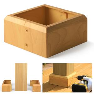 6"x6" (Actual: 5.5"x5.5") Deck Post Base Covers Aluminum, Split Style Post Base Trim Skirt Decorative Burlywood 2Pack