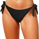 Tempt Me Women Side Tie Bikini Bottoms - String Swim Bottoms Low Rise Bathing Suit Bottoms Cheeky Coverage Swimwear 2025 (XX-Large, Black)