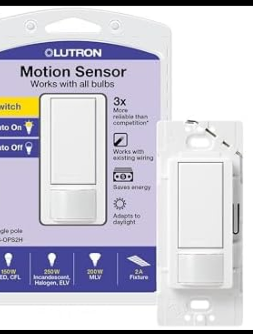 Lutron Maestro Motion Sensor Light Switch Indoor for Bathroom, Garage, Laundry Room, Any Bulbs, Occupancy Vacancy Sensor, Single-Pole, MS-OPS2H-2-WH, White