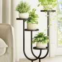 Bamworld Metal Plant Stand 4 Pots Corner Black