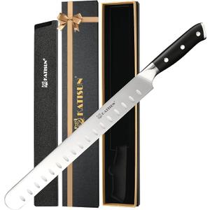 Slicing Carving Knife, 13 Inch Ultra Sharp German Premium Stainless Steel Brisket Knife for Slicing Roasts, Meats, Fruits and Vegetables, Full Cut, Ergonomic Handle Design Slicing Carving Knife, 13 Inch Ultra Sharp German Premium Stainless Steel Brisket Knife for Slicing Roasts, Meats, Fruits and Vegetables, Full Cut, Ergonomic Handle Design