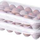 XBY-US 2 Pack Covered Egg Holders For Refrigerator, Plastic Storage Container/ Deviled Egg Tray Carrier with Lid Fits 18X2 Eggs(36 Eggs)