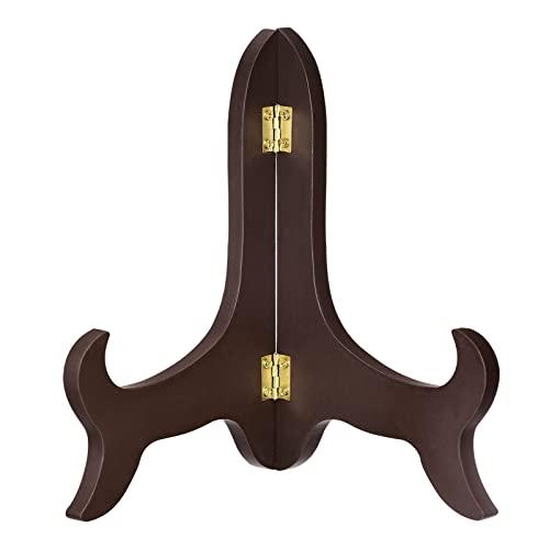 uxcell 8" Easel Plate Holder, Wooden Folding Display Stand Brown for Decorative Picture Frame