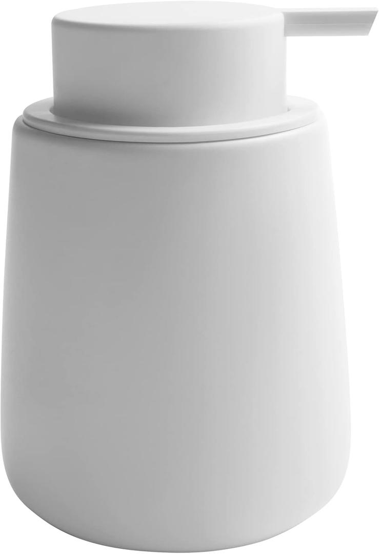 Soap Dispenser Ceramic with Easy-to-Press Pump Hand Lotion Liquid Dispenser for Shampoo Bathroom Kitchen 12 oz White (Liquid-white)