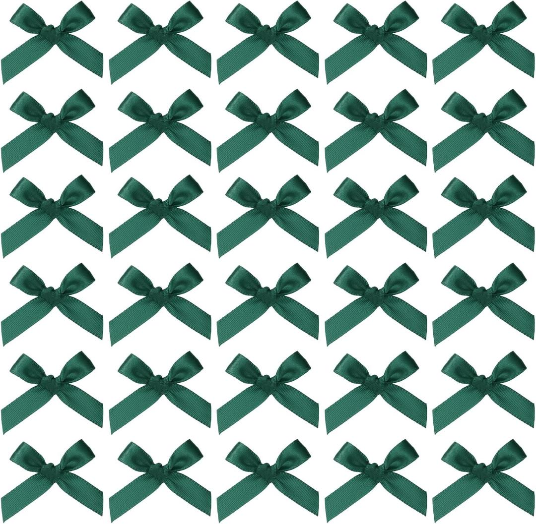 uxcell 200pcs Mini Ribbon Bows 2 Inch Small Tiny Dark Green Ribbon Bows for DIY Crafts, Sewing Appliques, Hair Accessories, Gift Box Ornament, Wedding, Birthday Party Decoration