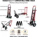 Suzhi Convertible Hand Truck Dolly Cart Heavy Duty/ with 4 Wheels, 1000 Lbs Load, 2 Straps for Moving Furniture/ Appliance/ Carton/ Warehouse/ Office