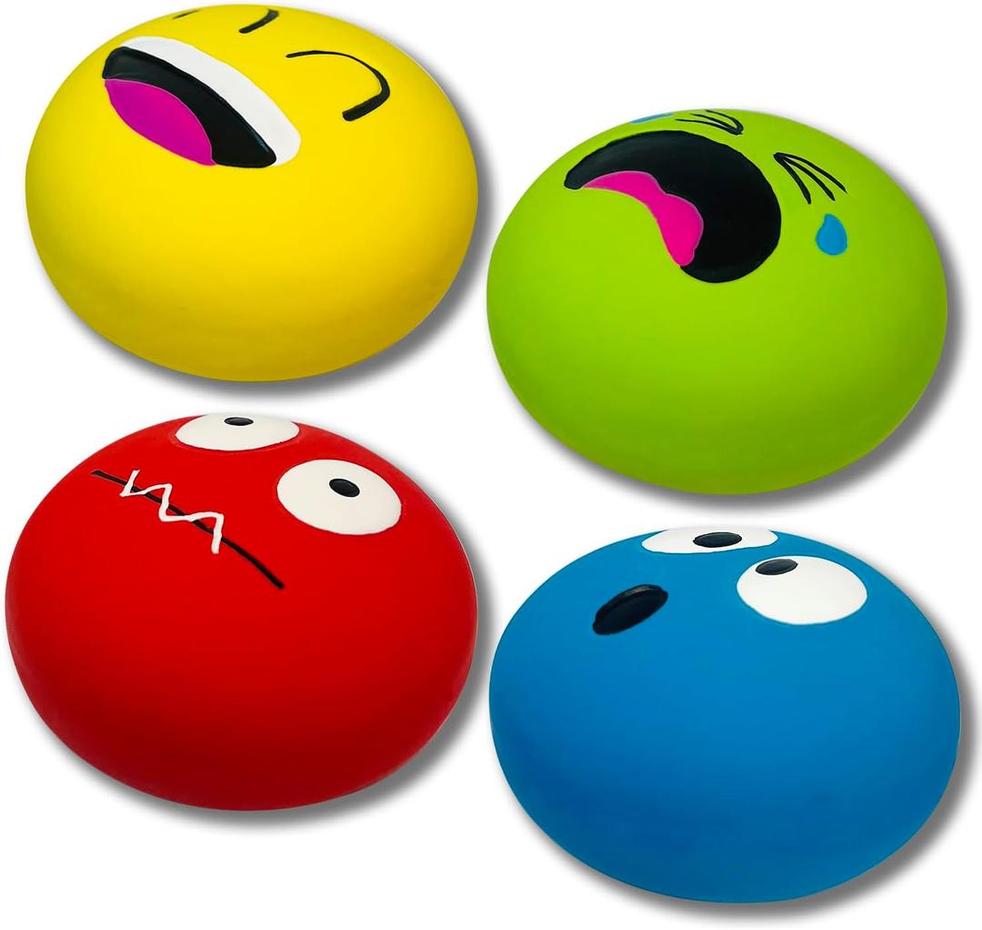 Latex Squeaky Dog Toys for Small Dogs & Mini Breeds - 4PCS Set Squeaky Dog Balls | Soft, Safe & Fun Chew Toys | Indoor & Outdoor Play (Blue+Red+Green+Yellow)