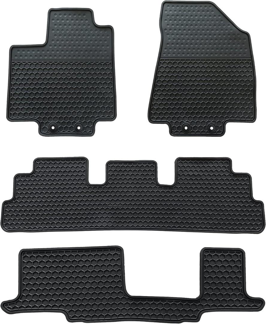 Car Floor Mats Custom Fit for 2022-2025 Nissan Pathfinder 8 Passenger/Infiniti QX60 7 Passenger Black Rubber Auto Liner Mats All Weather Protection Odorless