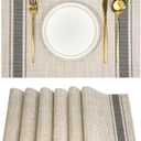 Amazon.com: flohar Placemats Set of 6Non-Slip PVC Weave Table Mats Easy to CleanHeat Resistant Place Mats for Kitchen Dining Table Decoration Indoor OutdoorKhaki Gray : Home & Kitchen