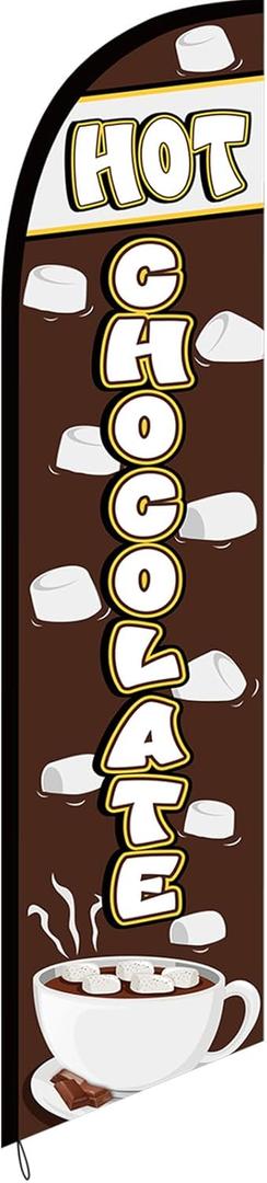 2.5 x 12 ft Hot Chocolate Feather Flag - Windless Single-sided Printing Feather Flag without Pole Outdoor Advertising Banner for Business (Brown)
