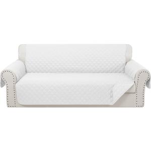 Reversible 4 Seater Sofa Cover 91 Inch Large Couch Cover Furniture Protector (Sofa XX-Large, White/White)