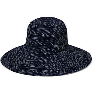 Wallaroo Hat Company Women's Navy Floppy (Medium, Black With White Dots)