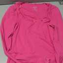 REORIA Women's Sexy Lace Scoop Neck Long Sleeve Double Lined Layering Slim Bodysuit Tops (Large, Neon Rose Red)