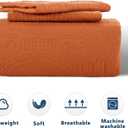 Anluoer Quilt Twin Size Bedding Set-Burnt Orange Embossed, Bedspreads-Lightweight Summer Soft Microfiber Bedspread, Bed Coverlet for All Seasons (1 Quilt, 1 Pillow Sham)