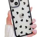 Compatible with iPhone 14 Case Cute Clear Black Love Heart Pattern for Girls Women, Soft TPU Shockproof Protective Designed for iPhone 14 Case-Black