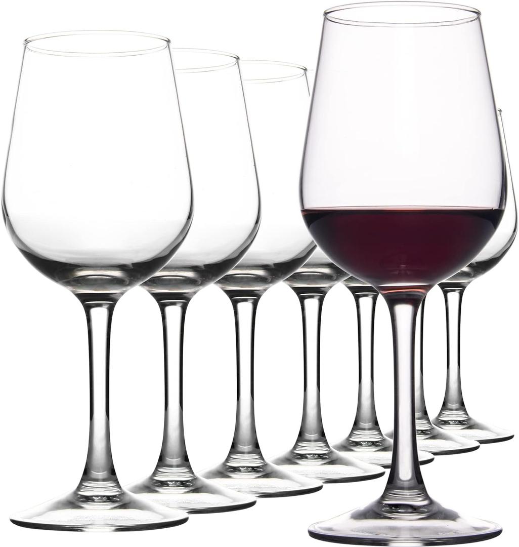 FAWLES Fully Tempered Wine Glasses, Shock Resistant Wine Glass Set for Red or White Wine, Dishwasher Safe Stem Glasses for Restaurants, Bars, Home (Set of 8, 15.5 oz)