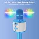 BONAOK Karaoke Microphone for Kids & Adults - Bluetooth Microphones Singing Mic with Disco Lights, Echo Effect, Built-in Speaker Portable Karaoke Player for Party Travel Gifts Q78(Blue)