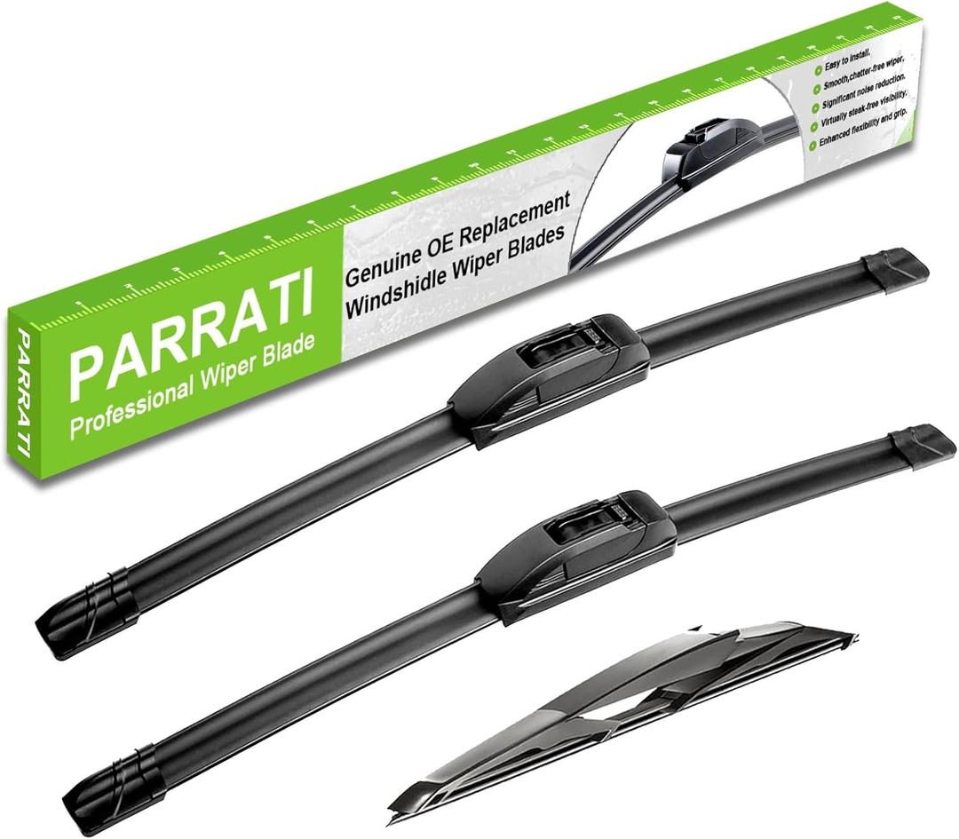 PARRATI Windshield Wipers for Dodge Journey 2009-2020,24"+19" Front and 12" Rear,OEM Replacement Wiper Blades,Quiet & Streak-Free(Set of 3)