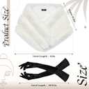 Zhanmai Winter Faux Fur Long Shawl Cloak Stretchy Satin Glove Opera Bridal Dance Gloves for Women Wedding Dress Party Coat (White)