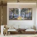 Ateliart Framed Landscpae Wall Art Tree Canvas Painting Living Room, Nature Forest Bedroom Wall Decor Textured Picture Artwork Large Size Home Office Dining Room Kitchen 48"x24"