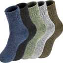 Warm Winter Socks for Men And Women, 5 Pairs Soft Wool Women Crew Sock for Hiking Walking, Thick Thermal Boot Socks (Size 9-12)