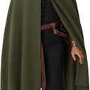 Spooktacular Creations Halloween Renaissance Cloak Costume Men, Green Medieval Hooded Cape Vintage Capelet for Themed Parties (Green, XL)