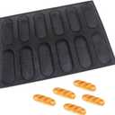 Dioycli Silicone Bread Loaf Pan for Baking, Mini Baguette Bread Pan Perforated Hot Dog Bun Pan 12 Loaf Non Stick Baking Liners Mat